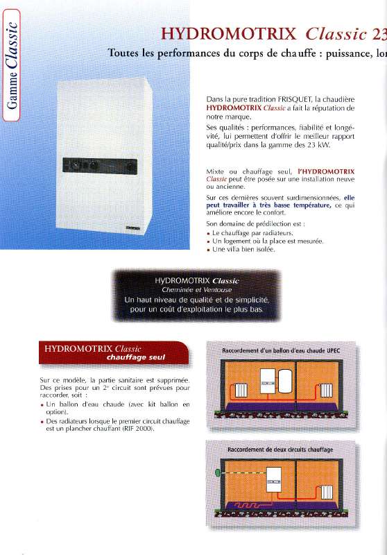 Notice FRISQUET HYDROMOTRIX CLASSIC 23 KW chaudière Trouver une — free download